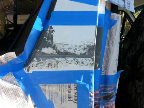 1992 Ford Bronco - prepping the b-pillar..didn't work too well with my angle grinder, so I picked up a D/A sander from harbor freight..all I was hoping to do…