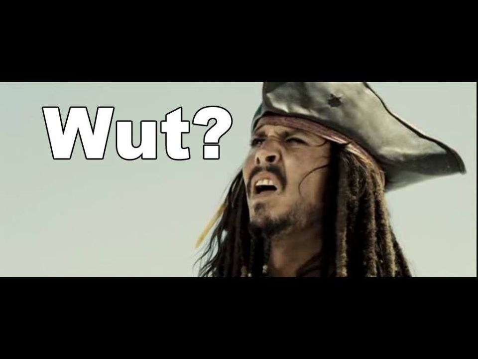 Meme with text 'Wut?' and Captain Jack Sparrow looking confused