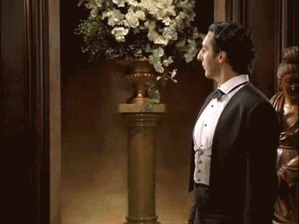 2000 Mercury Grand Marquis - A man dressed in formal attire stands indoors, with a backdrop of decorative plants and lighting.