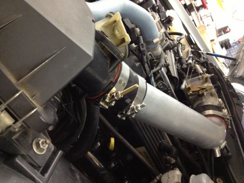 1998 Ford Crown Victoria - Engine bay detail with custom intake piping and various hoses visible.