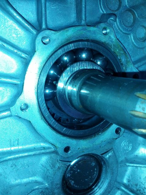 1989 BMW 3 Series - This image shows a close-up view of a transmission input shaft bearing, highlighting the ball bearings within the assembly.