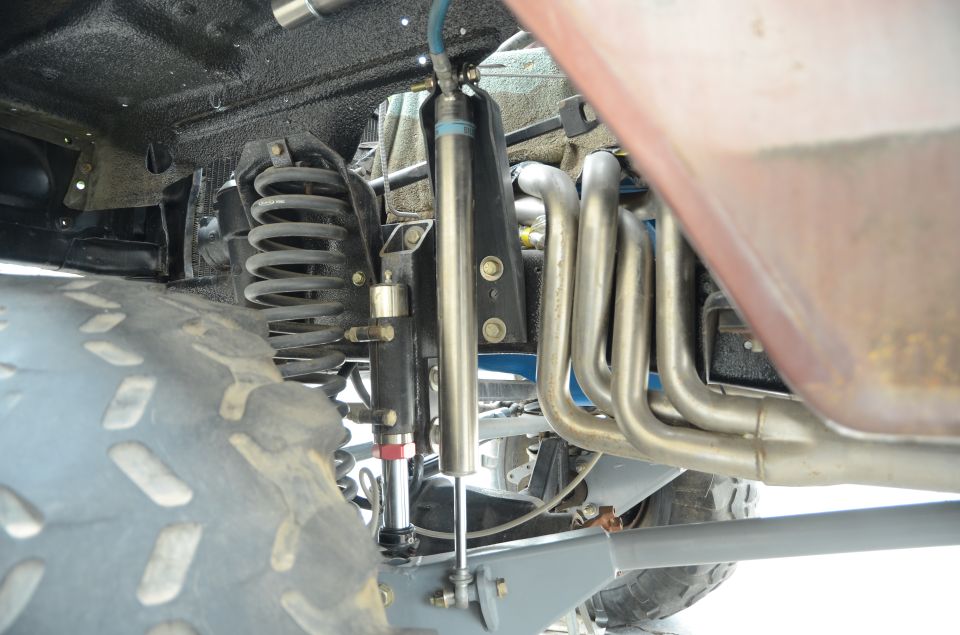 Close-up of suspension and exhaust pipes