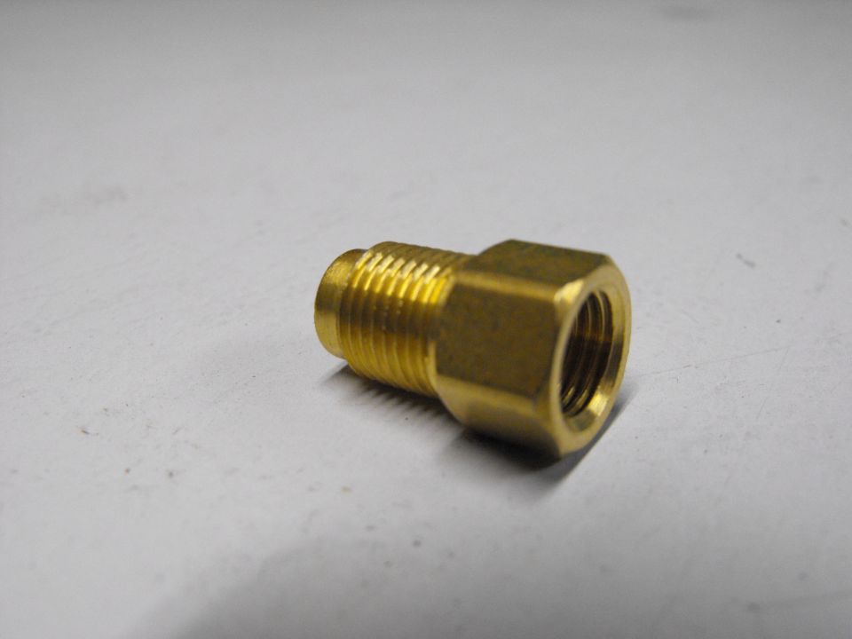 Quick trip to NAPA and part # WH-7818 to the rescue. I'd have paid a lot more than 3.99 to save my @$$ on this one. It allows you to adapt the axle hose block to accept conventional 3/16 inverted flare brake lines, which I am using in Polyarmour coated this time, in an effort to keep rust at bay.