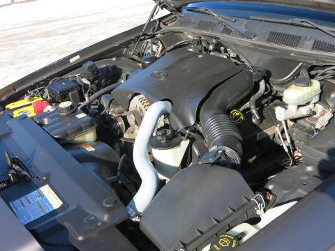 2001 Ford Crown Victoria - Engine bay of a 2001 Ford Crown Victoria, showing the V8 engine and associated components.