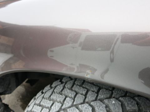 2001 Ford Crown Victoria - Reflection of a white SUV is visible in the side panel of a brown vehicle, near the tire.