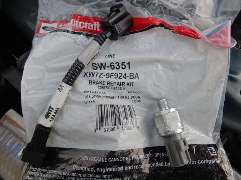 1993 Ford Taurus - Ford Motorcraft brake repair kit and sensor, part number SW-6351, with contents made in Mexico.