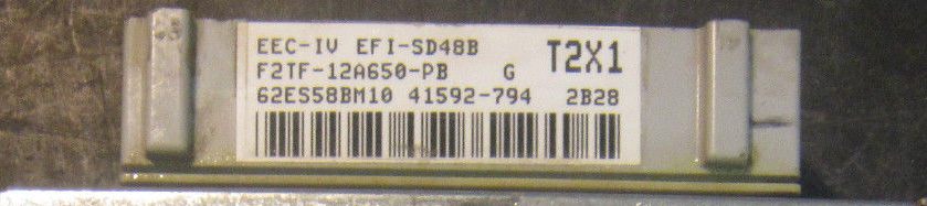EEC-IV EFI-SD48B electronic control unit with part number F2TF-12A650-PB and barcode