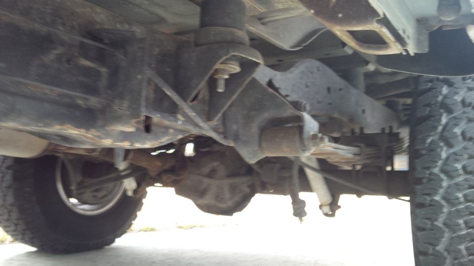 Undercarriage view of leaf springs and differential