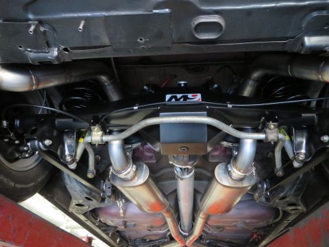1992 Ford Crown Victoria - Undercarriage view shows a custom dual exhaust system with an MS branded component visible.