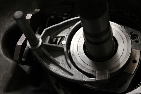 1995 Ford Bronco - Detail of a transfer case assembly, likely from a Ford vehicle, showing internal mechanical components.