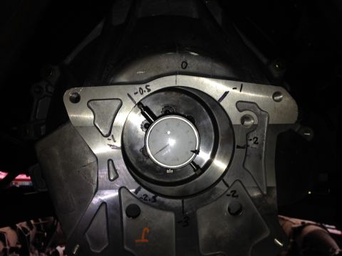 1981 Ford LTD - Indexing the bellhousing. This is the second try; the first try with the stock dowels had it about 9 thousandths out of alignment. Tremec's…