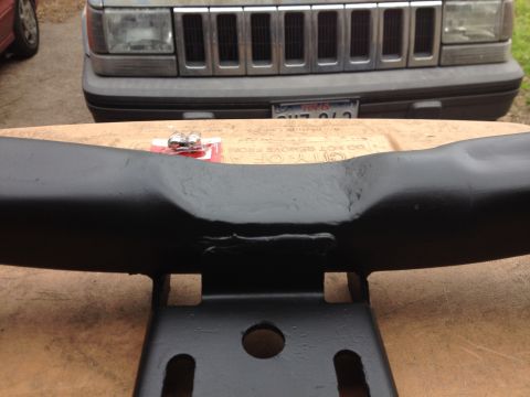 1981 Ford LTD - Had to hammer a divot in the crossmember to clear the cast torque arm mounts on the extension housing. The crossmember is 1/8" thick so it…