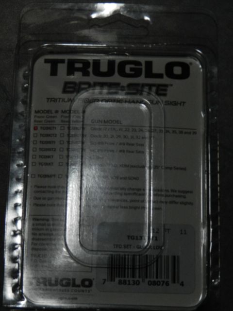 1996 Ford Bronco - Packaging for TRUGLO BRITE-SITE Tritium Gun Sights, showing model numbers and compatible gun models.