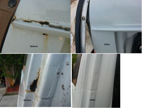 1992 Ford Bronco - side by side comparison of the passenger before and after the rust repair and body work.