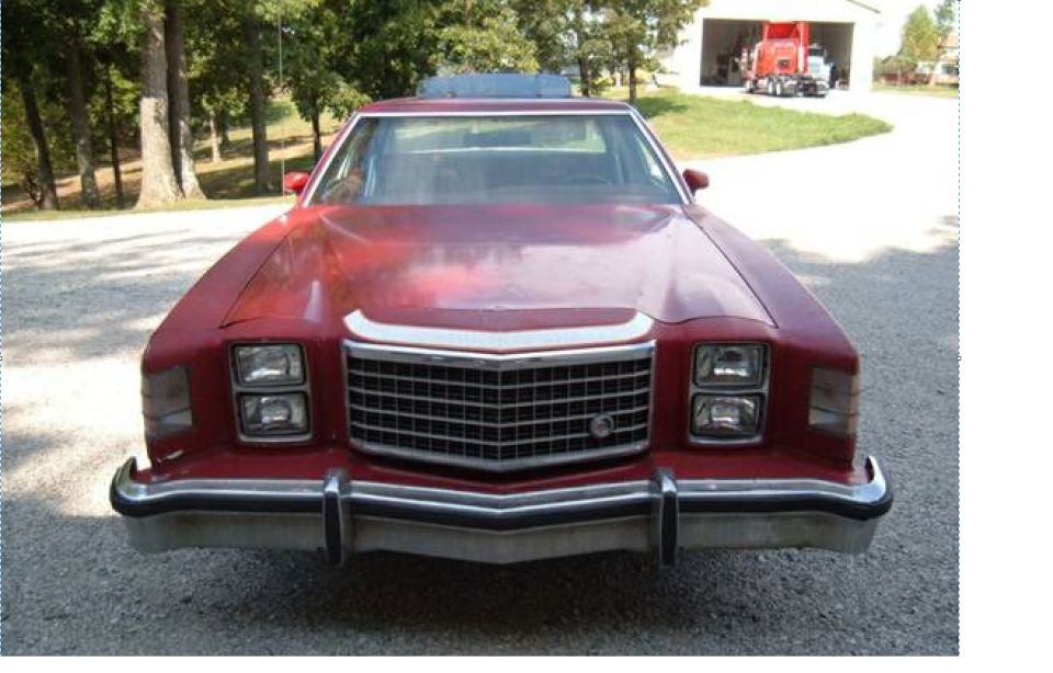 Front view of a red 1977 Ford LTD II sedan