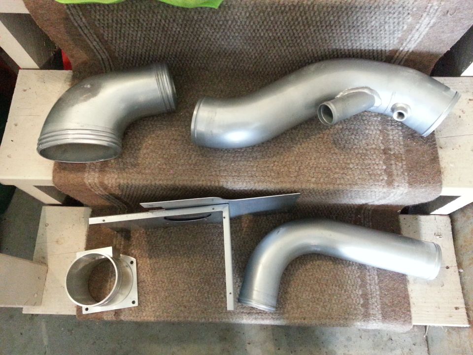 Pipes removed for powedercoating.