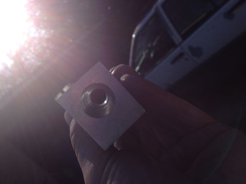 1981 Ford LTD - 3/8 inch pilot drilled out to 3/4 inch. Still straight enough. It took a lot of stepping up drill bits to get here. Clearing chips from 3 i…
