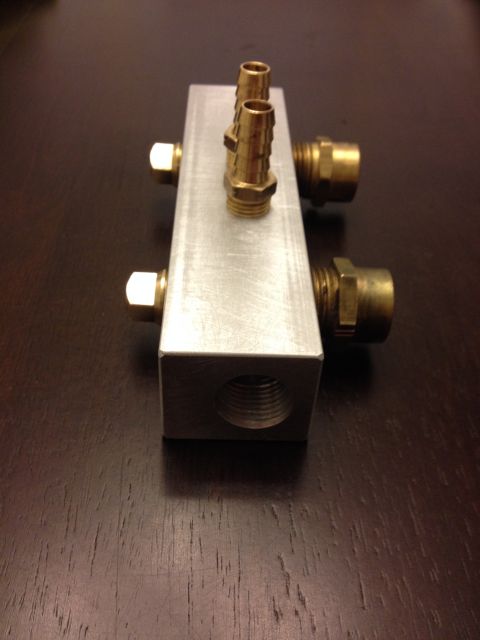1981 Ford LTD - I put 3/8 NPT tapped holes opposite the 1/2 NPT holes for the fan switches in case I ever need to use different temperature fan switches. 3…