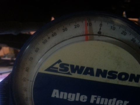 1996 Ford Bronco - A Swanson angle gauge is shown, with the indicator needle pointing to 10 degrees.