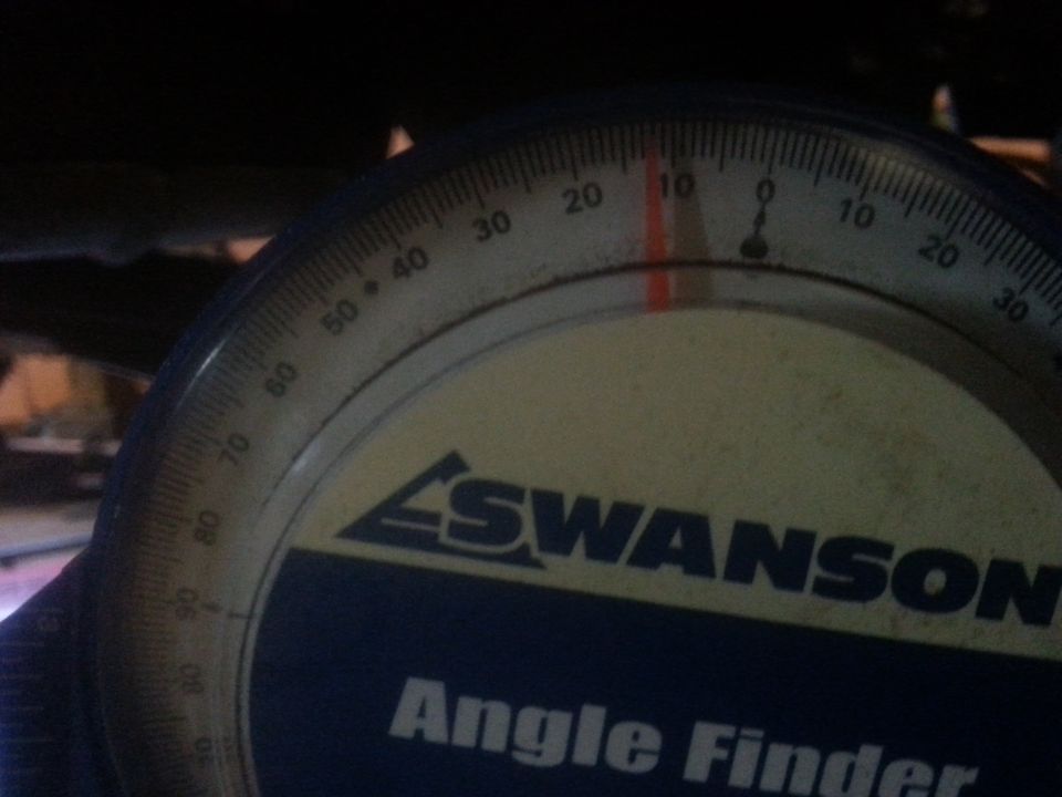 Swanson angle gauge with red indicator at 10 degrees