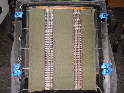 1972 Ford Pinto - Close-up view of a car seat's interior, showing the fabric and frame construction.