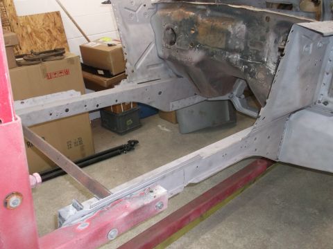 1967 Ford Mustang - Frame rails, dash & around floor perimeter blasted.