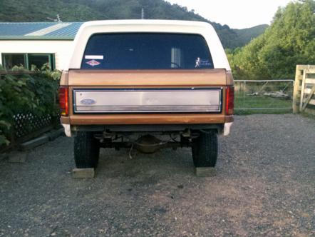 1982 Ford Bronco - Rear view of a 1982 Ford Bronco parked outdoors.