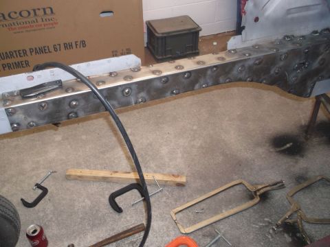 1967 Ford Mustang - Rail cap was plug welded & smoothed.