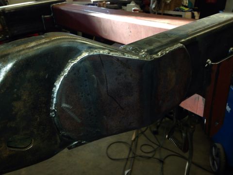 1993 Ford Bronco - Close-up view of a welded frame section, showing the details of the repair work.