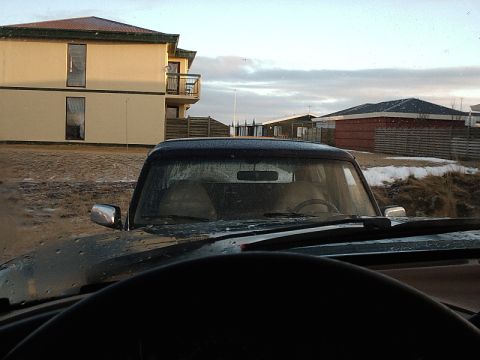 1996 Ford Bronco - View from driver's seat of a 1996 Ford Bronco, showing the dashboard and windshield.