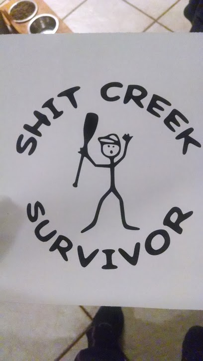 1979 Ford F-150 - A sticker with the words 'SHIT CREEK SURVIVOR' and a stick figure graphic is shown.