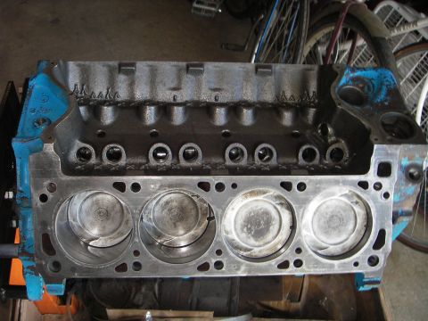 1972 Ford Ranchero - Engine block with pistons installed, ready for assembly or rebuild.
