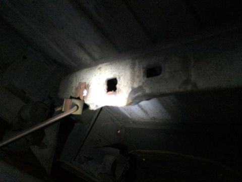 1964 Ford Ranchero - The undercarriage shows a broken mount for a fuel tank strap.