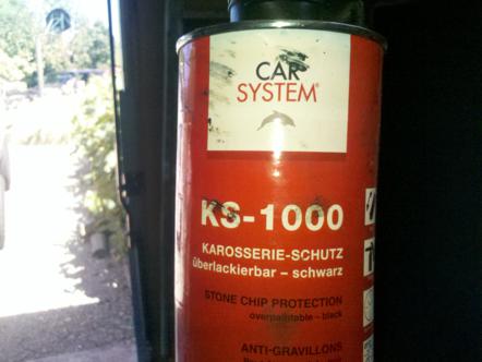 1982 Ford Bronco - CAR SYSTEM KS-1000 stone chip protection paint can is shown close up.
