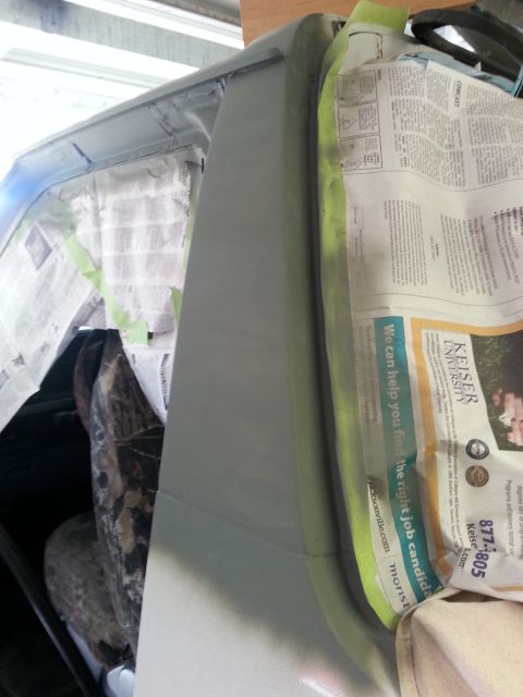 1992 Ford Bronco - shot of the drivers side b-pillar after it was primed.
