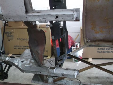 1967 Ford Mustang - Front pan rails beat up pretty bad.