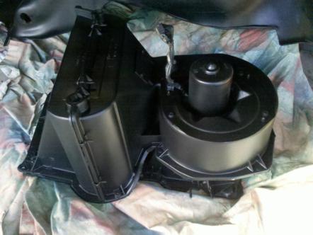 1982 Ford Bronco - HVAC blower motor assembly, likely for an older vehicle, is shown after being painted.