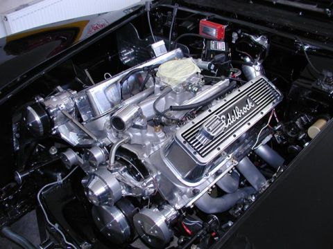 1976 Chevrolet Corvette - Custom V8 engine bay polished components and aftermarket parts.