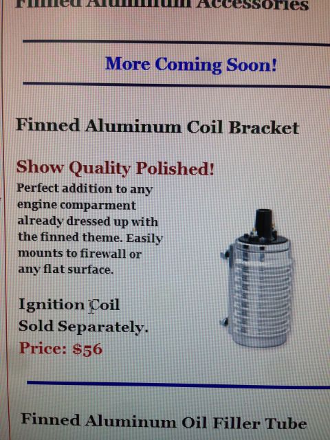 1964 Ford Fairlane - This is a photo of a finned aluminum ignition coil, priced at $56 and sold separately.