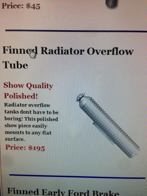 1964 Ford Fairlane - This polished radiator overflow tube is described as a show piece that mounts easily to any flat surface.