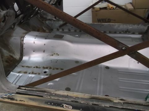 1967 Ford Mustang - New Dynacorn 1-piece floor pan installed, fits like a glove. We have had NO problems with any of the Dynacorn sheet metal, really nice part…