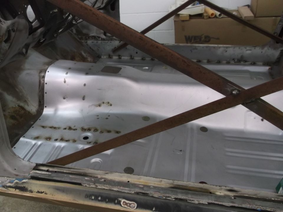 New Dynacorn 1-piece floor pan installed, fits like a glove. We have had NO problems with any of the Dynacorn sheet metal, really nice parts.