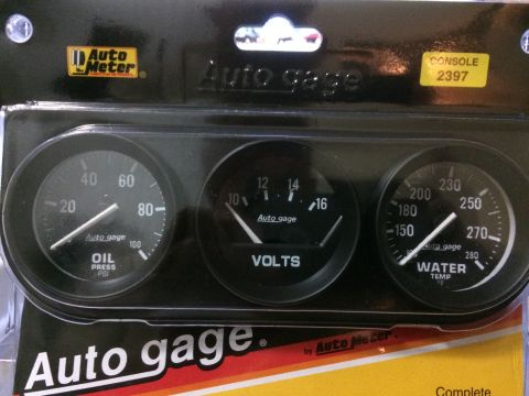 1964 Ford Ranchero - This is a set of Auto Meter gauges, including oil pressure, volts, and water temperature.