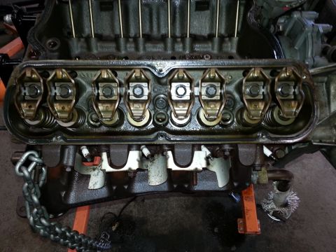 1989 Ford F-150 - Close-up view of an engine's internal valve train components.