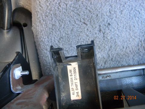 1995 Ford Bronco - ground off the face so the shift cable would push down into the slot