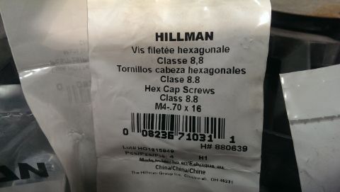 2000 Mercury Grand Marquis - This is packaging for Hillman Hex Cap Screws, not a vehicle registry document.