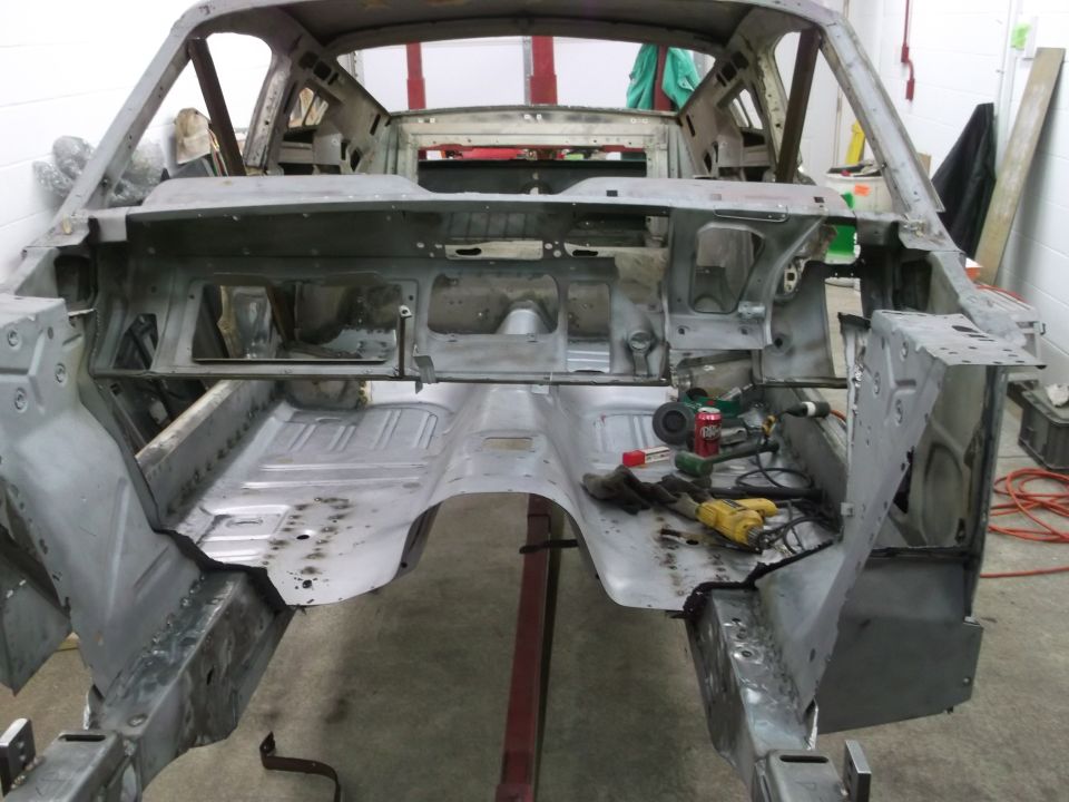 Ford's original "Flo-Thru" ventilation system. Firewall removed after new floor is welded in then new cowl section will be installed.