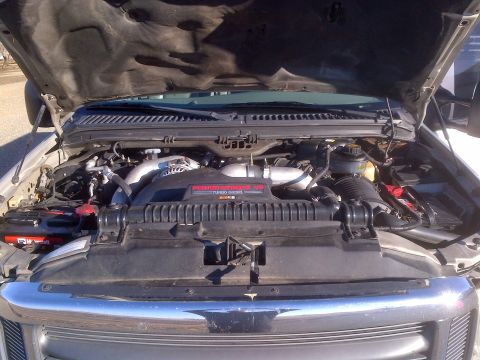 1985 Jeep CJ7 - The engine bay of a truck is open, revealing a V8 turbo diesel engine with various silver and black components.