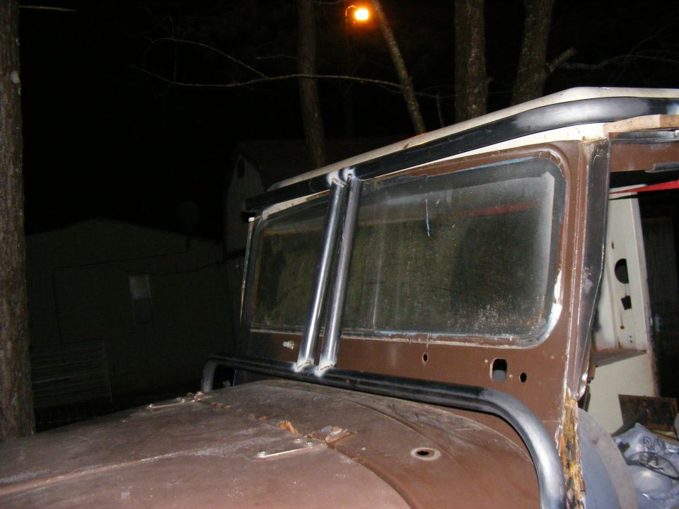 1978 Ford Bronco windshield frame and hood, brown