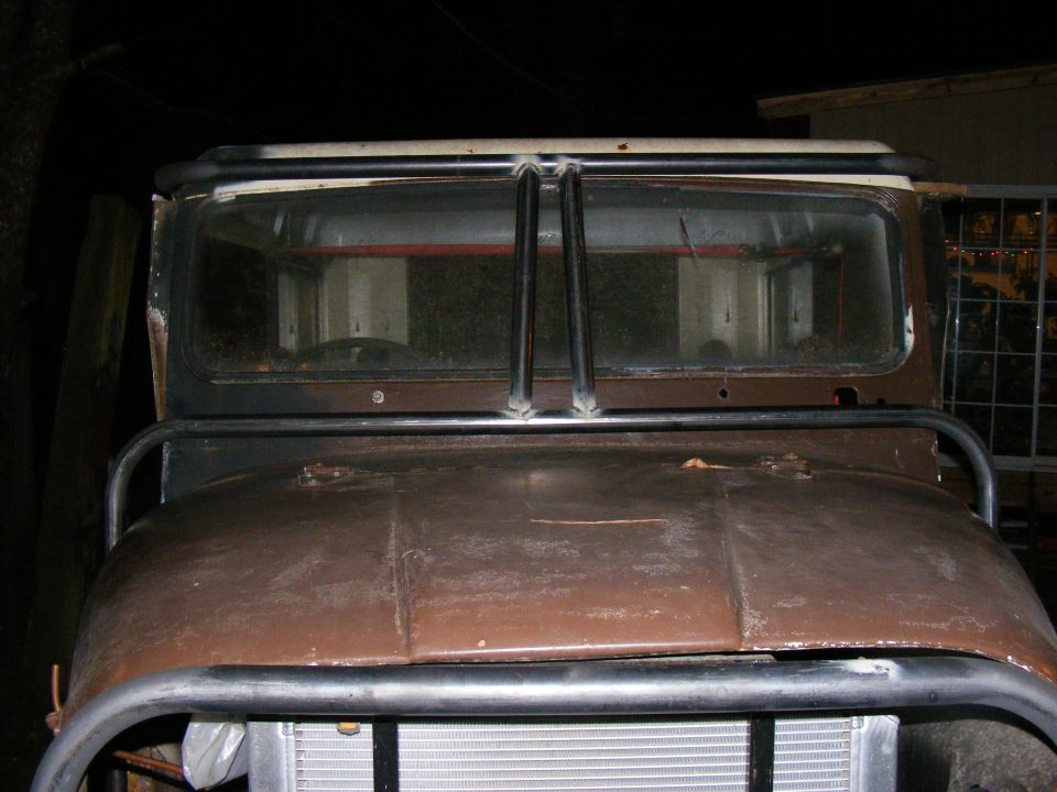1978 Ford Bronco front end with roll cage and aftermarket radiator